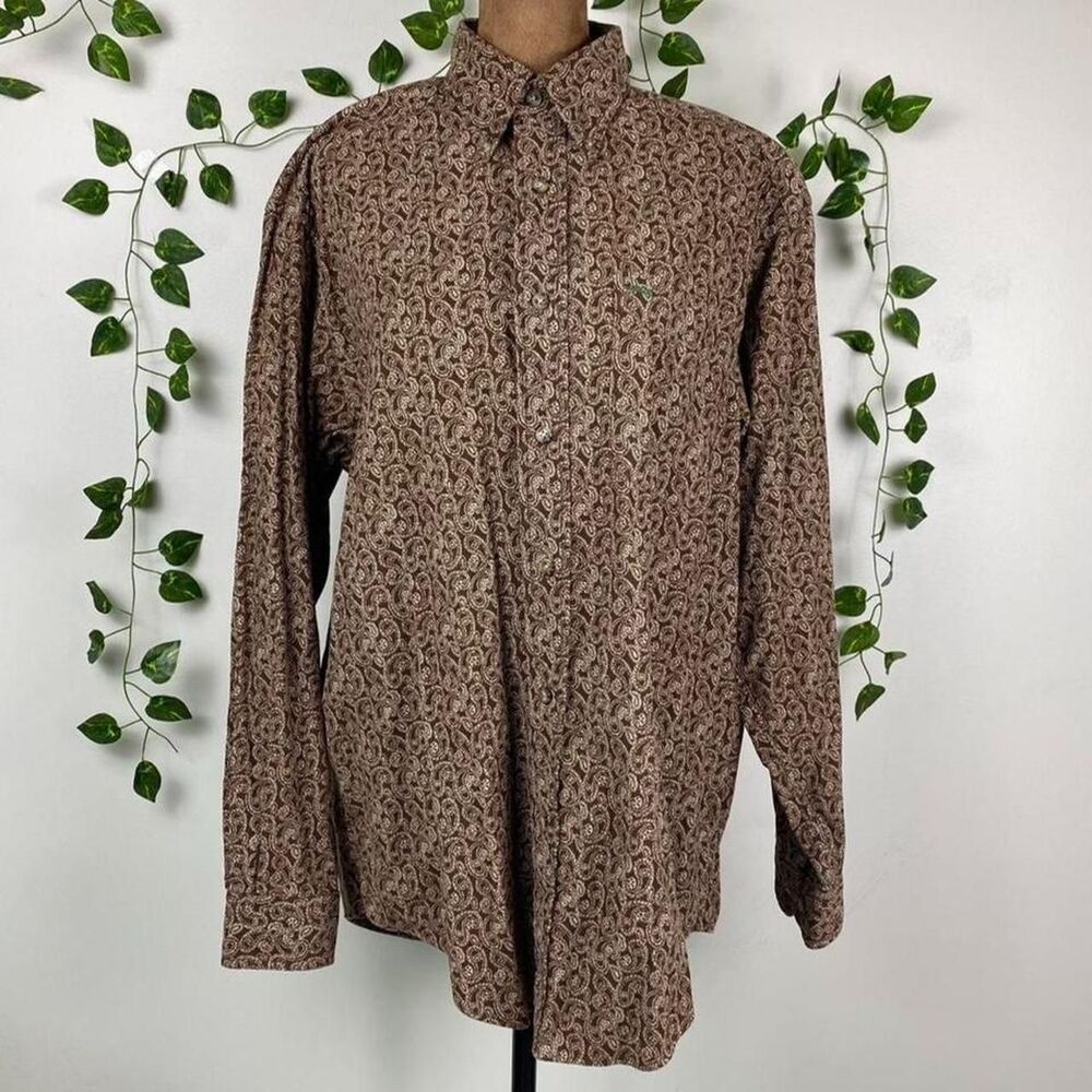 Vintage Tommy Hilfiger brown paisley fairy grunge suede corduroy button up 90s